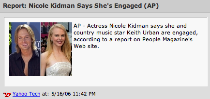 Nicole Kidman engagement to Keith Urban