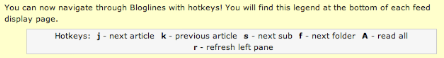 Bloglines gets hotkeys